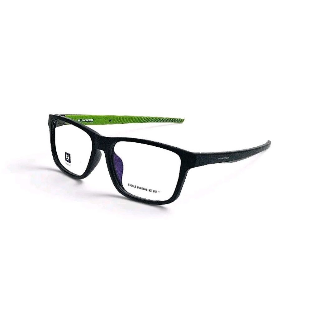 Frame Kacamata Sporty Hummer H805 Hitam Hijau Stabilo Kotak Original Bahan Plastik Size 55