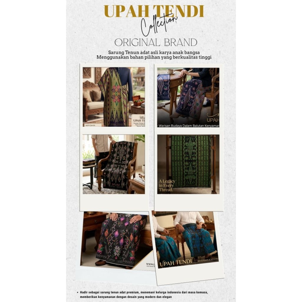 UPAH TENDI Sarung Tenun Adat / Tenun Adat Premium Original 100% - Bahan Mesres, Sutra Kualitas Tingg