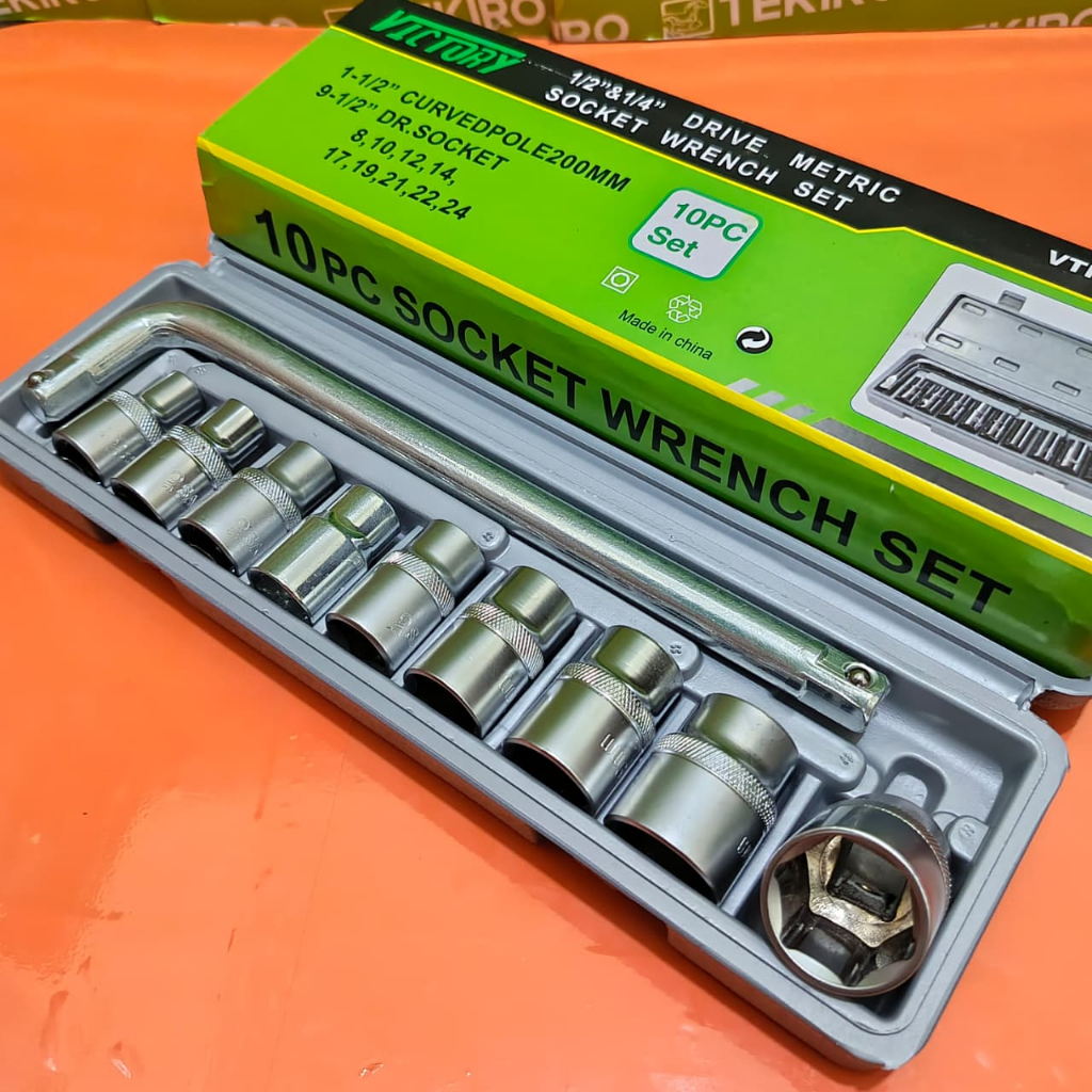 Kunci Shock Sock Sok Set 10 Pcs 8-24 mm Victory  Kunci 1set lengkap / Kunci shock 1 set lengkap