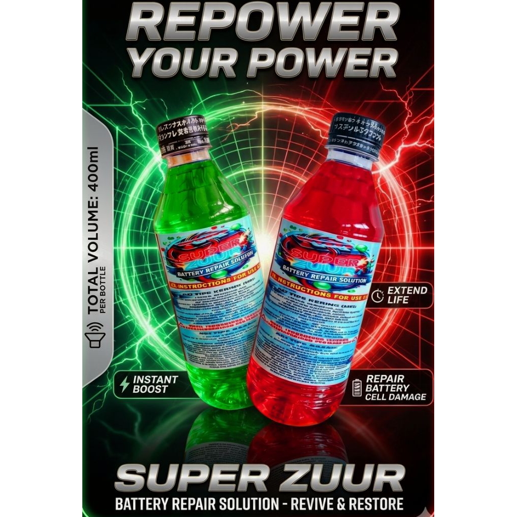 POWER ZUUR - AIR AKI ZUUR MERAH 400ML - AIR AKI ISI ULANG AKI DROP & SOAK