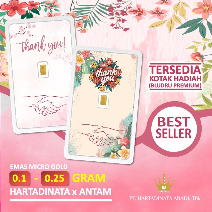 LM Logam Mulia Emas Hartadinata x Antam 0.1 - 0.25 gram 0,1 - 0,25 gr Kado Gift Hadiah Terima Kasih 