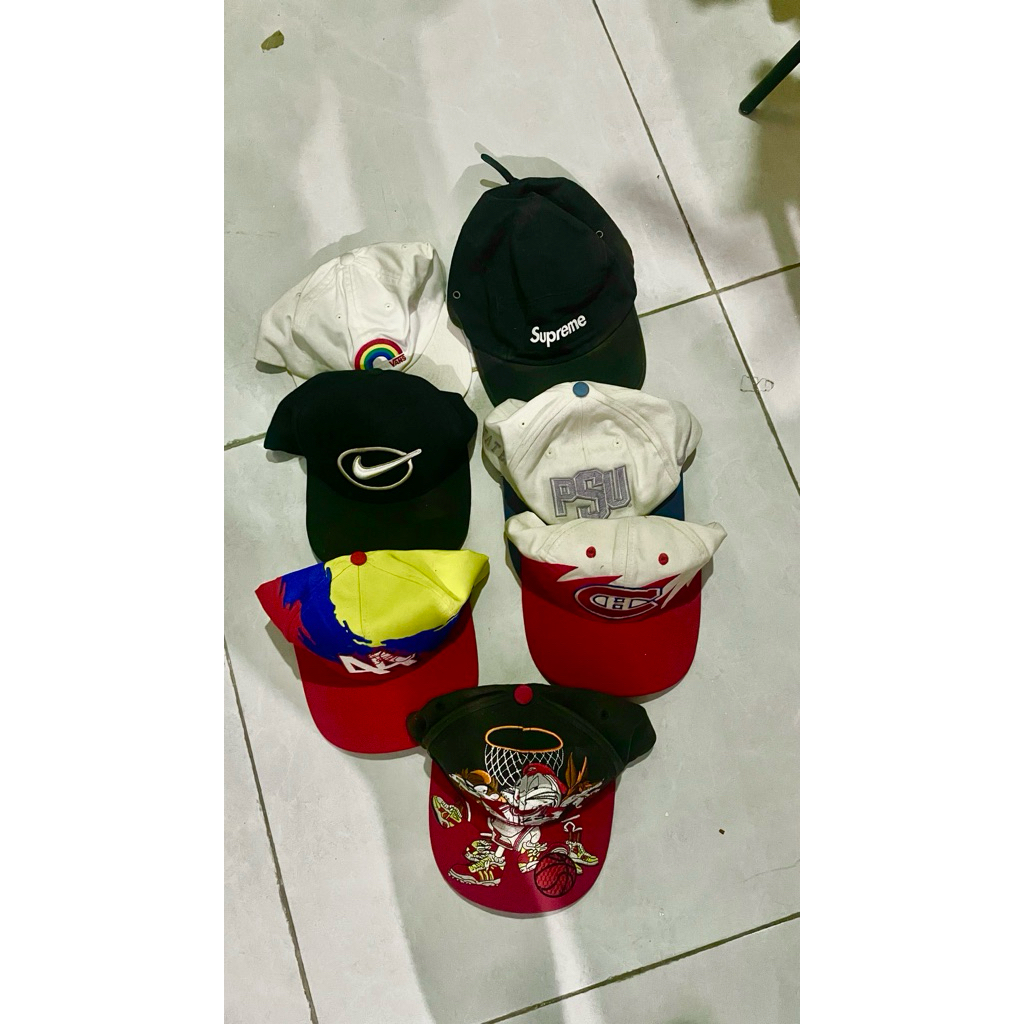 5 panel supreme original (minus ada turun warna sama crack di strapl)