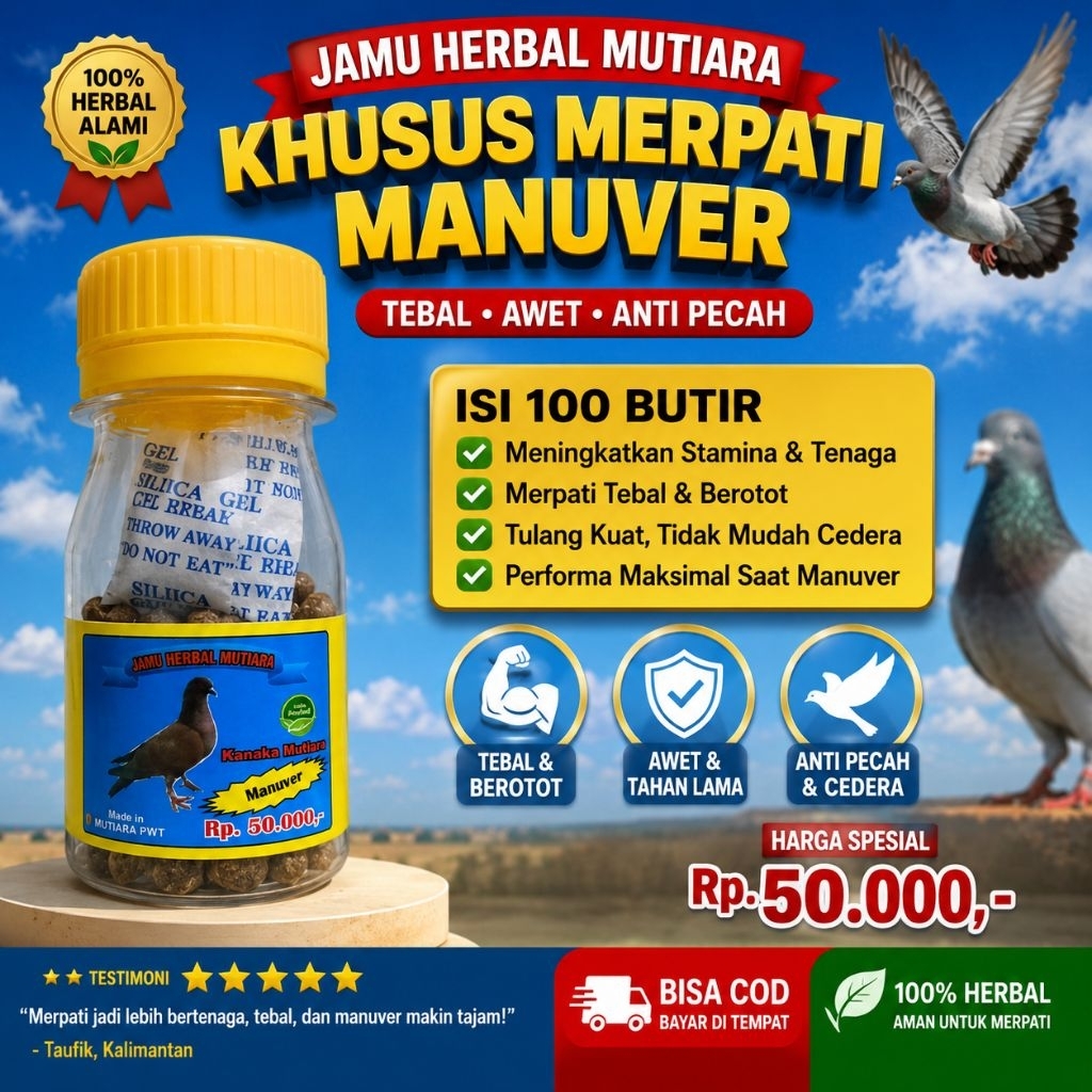 Jamu Merpati Mutiara | Vitamin Merpati Balap Kolong | Merpati Manuver Power Stamina Terbang