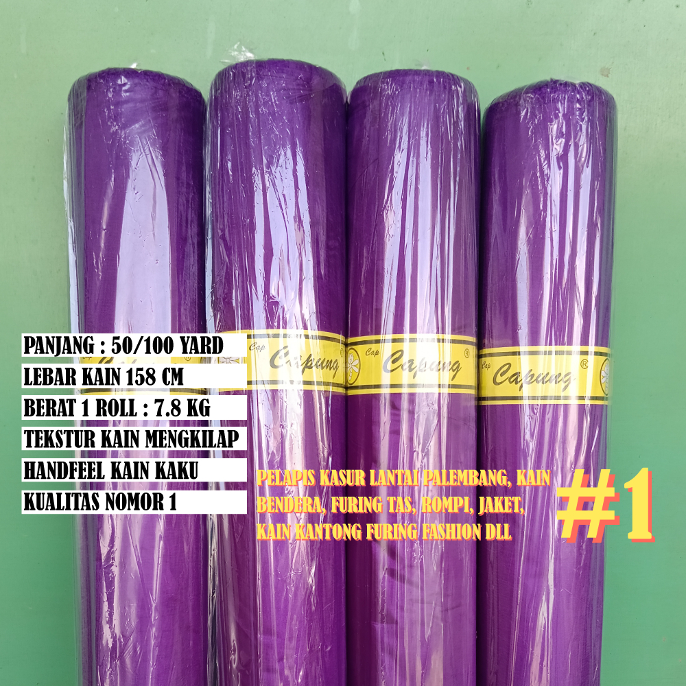 Grosir Kain Peles Capung (Violet Ungu) Premium Per Roll 50 100 Yard Bahan Pelapis Kasur Lantai Palem