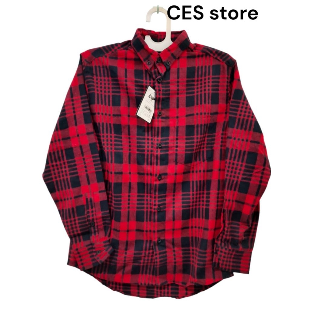 kemeja hem flanel erigo fashion casual pria wanita