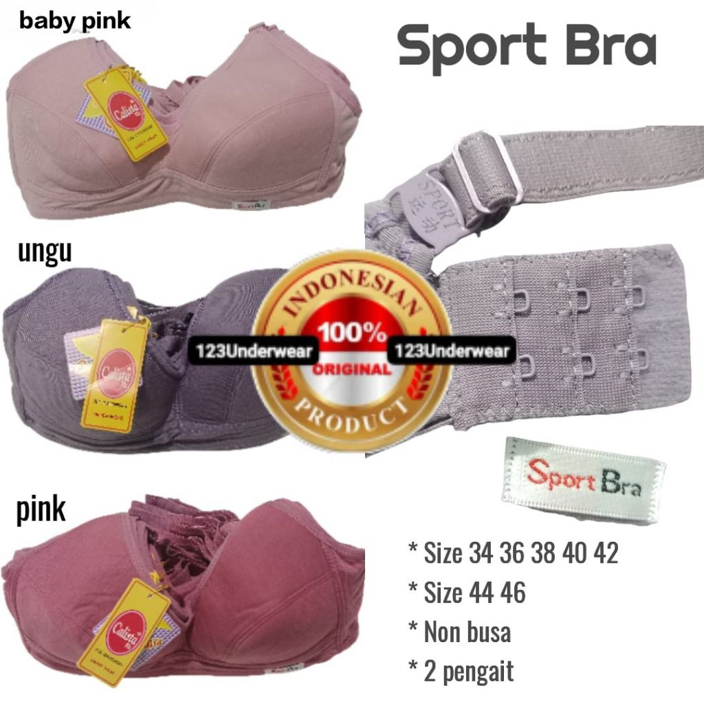 Sport Bra BH Kutang Tanpa Kawat Non Busa Calista