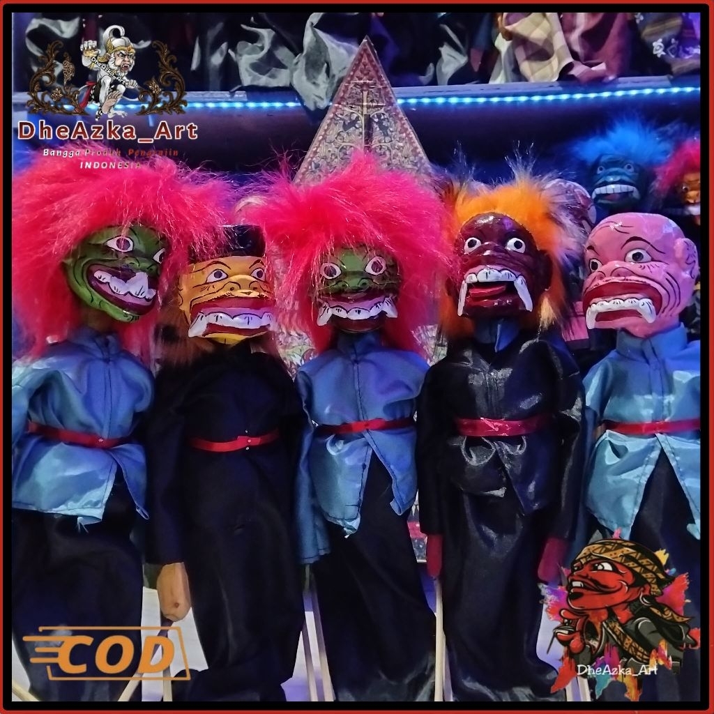 Wayang Golek Kawanan Buta Mini 35–40cm | Buta Mangap/Calawak, Mangguk/Ungkleuk, Eulel/Ngelel, Budeg 