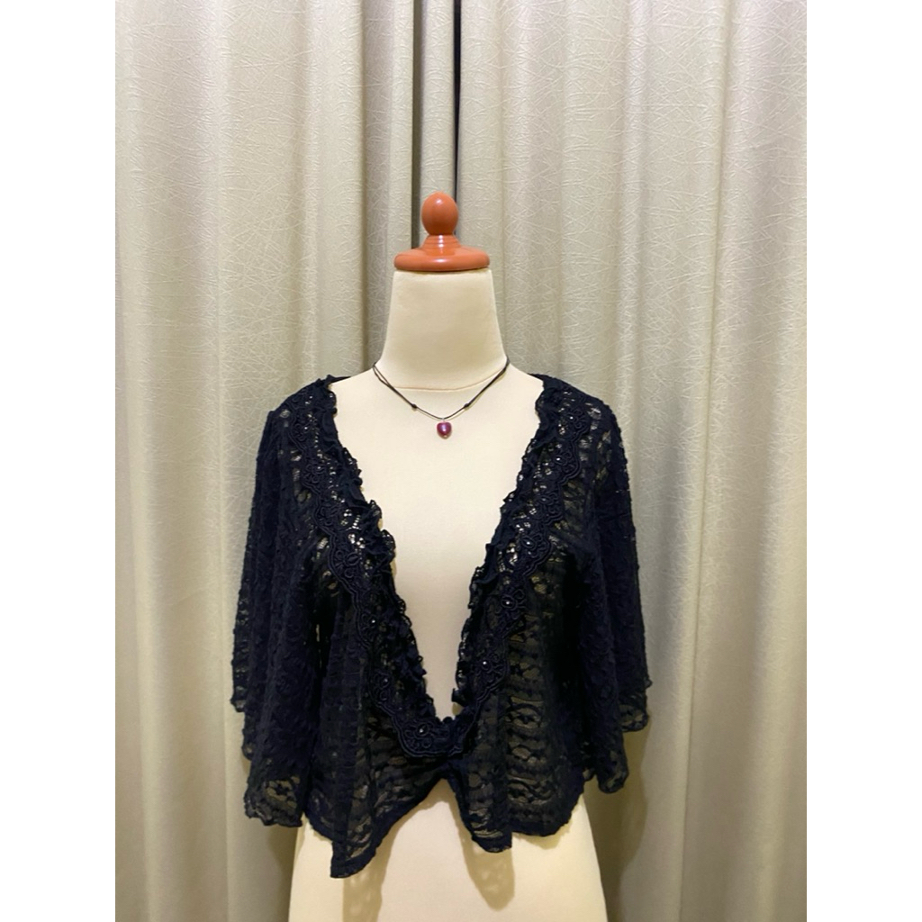 axes femme Midnight Lace Flare Bolero - Elegant Victorian Shrug | Romantic Gothic / Whimsical | Vict