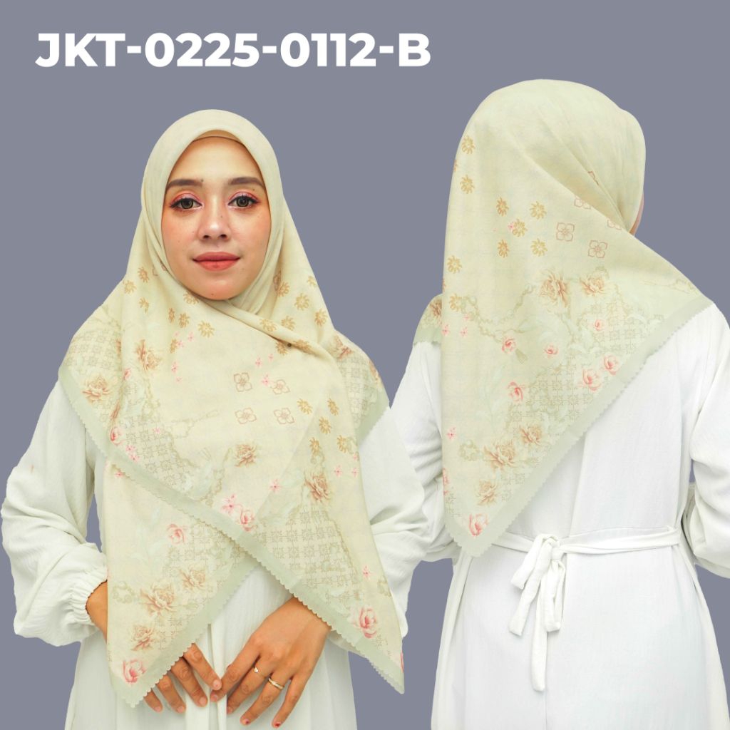 hijab segi empat printing motif exclusive (bunga pink)