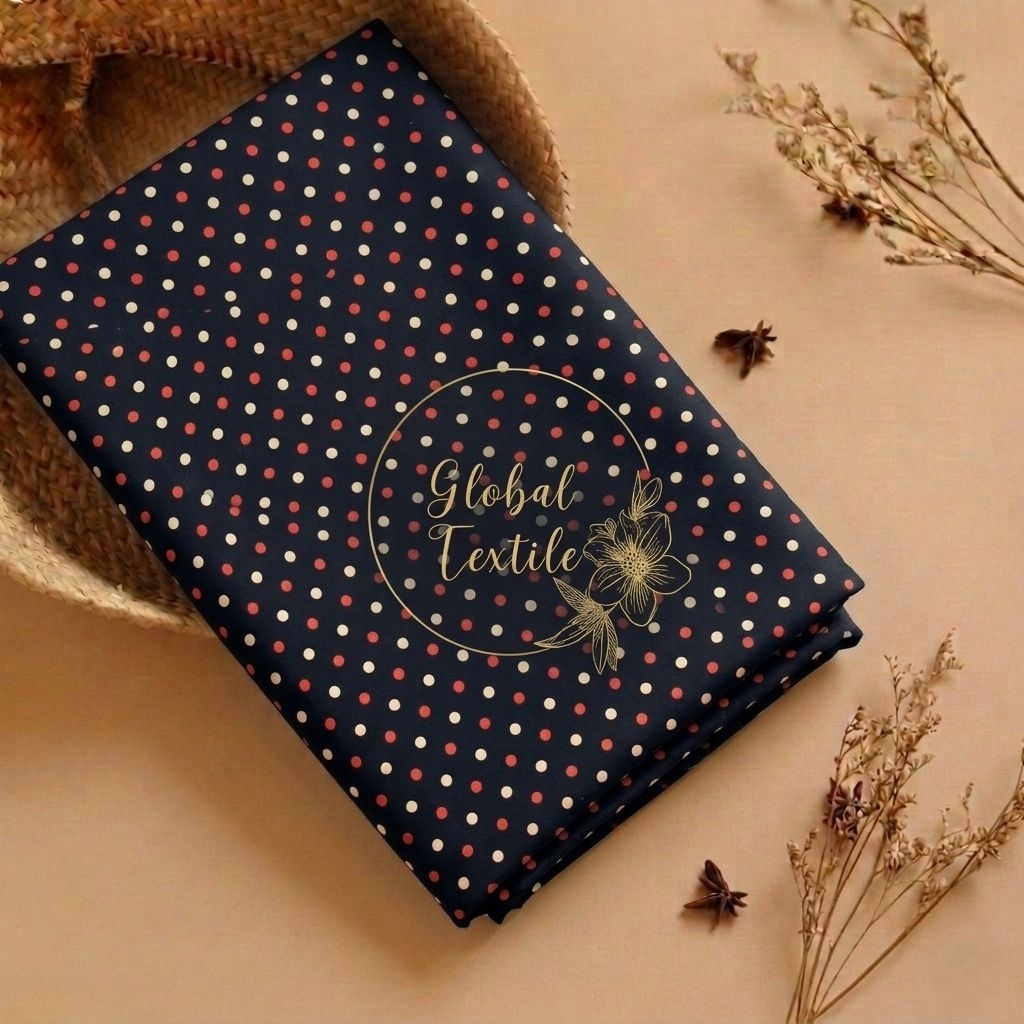 kain silk premium - kain silk crepe motif polkadot premium - kain crepe sutra - kain silk luxury vin