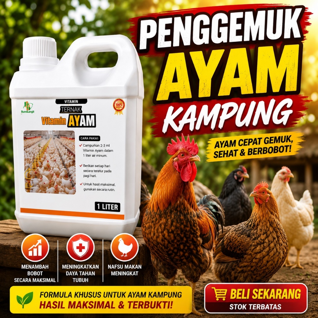 Vitamin Ayam Kampung Cepat Besar Nafsu Makan Ayam Naik Booster Pertumbuhan Ayam Kampung Maksimal