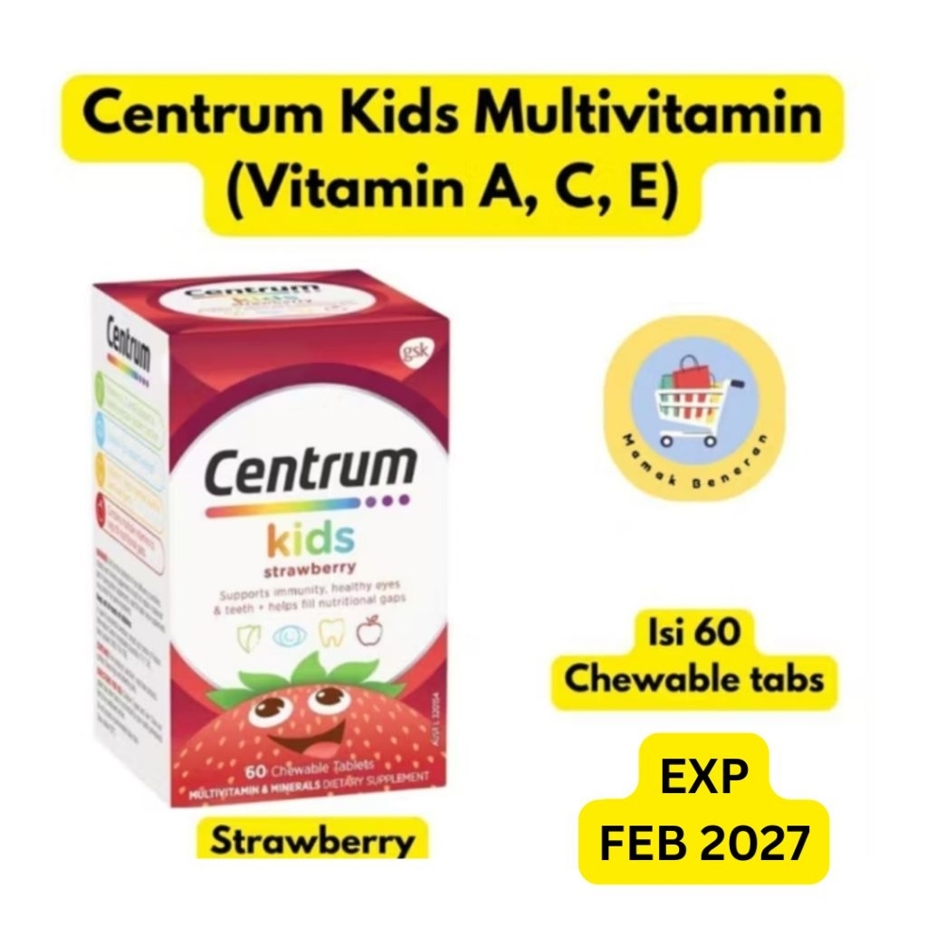 CENTRUM Kids Multivitamin Suplemen Anak strawberry isi 60 chewable tablet