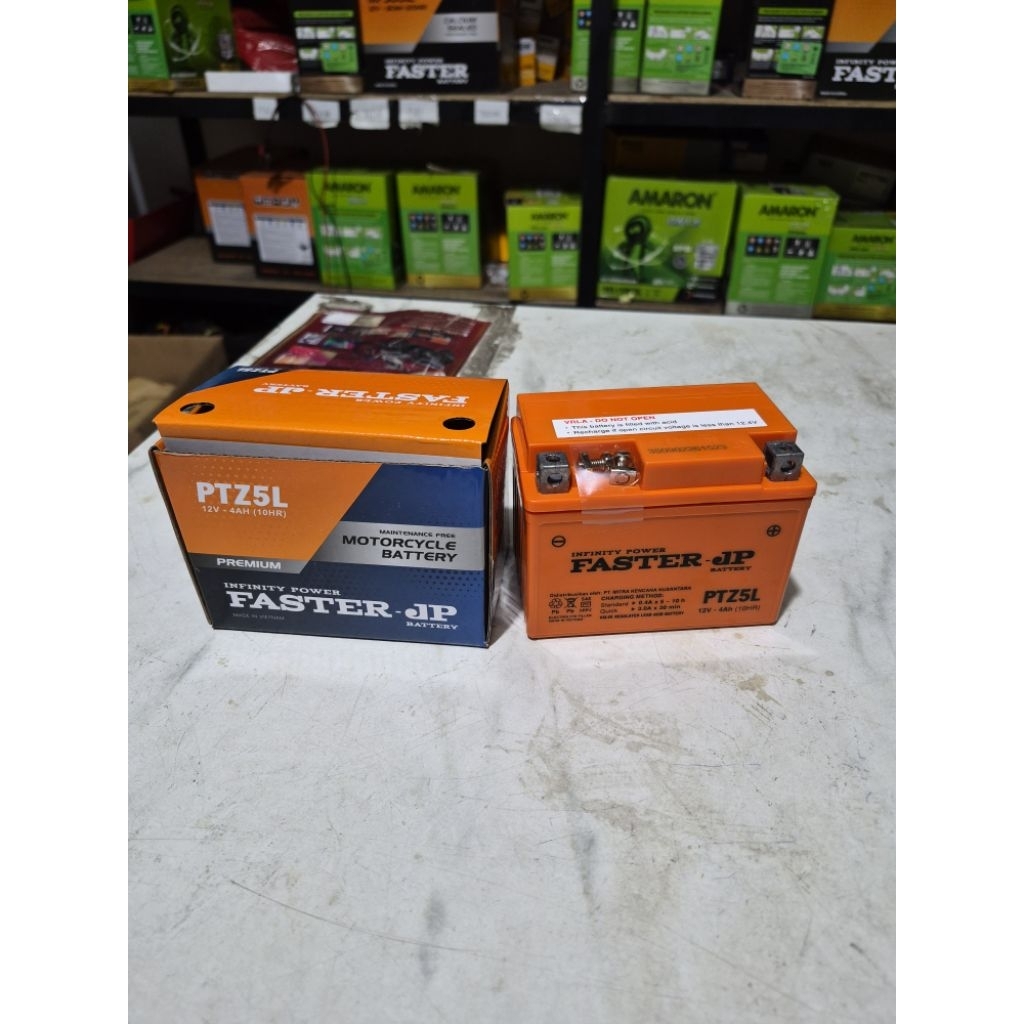 Aki Motor Faster PTZ5L 12V 4 Ah Untuk Beat/Vario110/Revo/Vixion