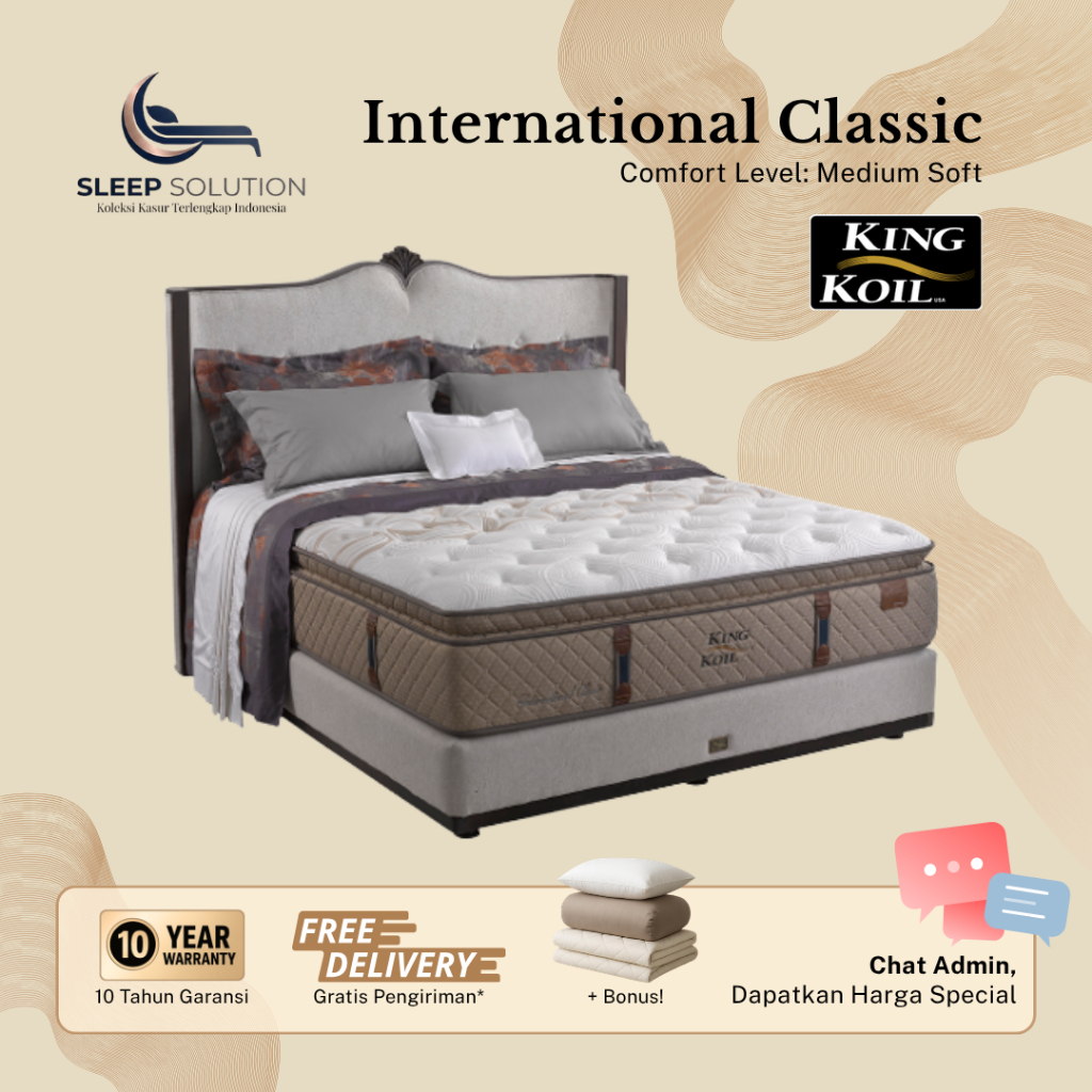 KING KOIL INTERNATIONAL CLASSIC I Kasur Spring Bed | Matras Premium | 100x200, 120x200, 160x200, 180