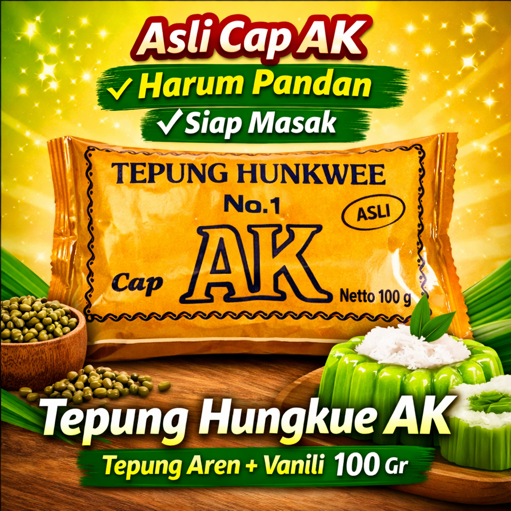 AK Tepung Hunkwe | Hunkwee AK Asli | Hungkue AK |  Per Pcs +/- 100Gram | Tepung Aren + Vanili