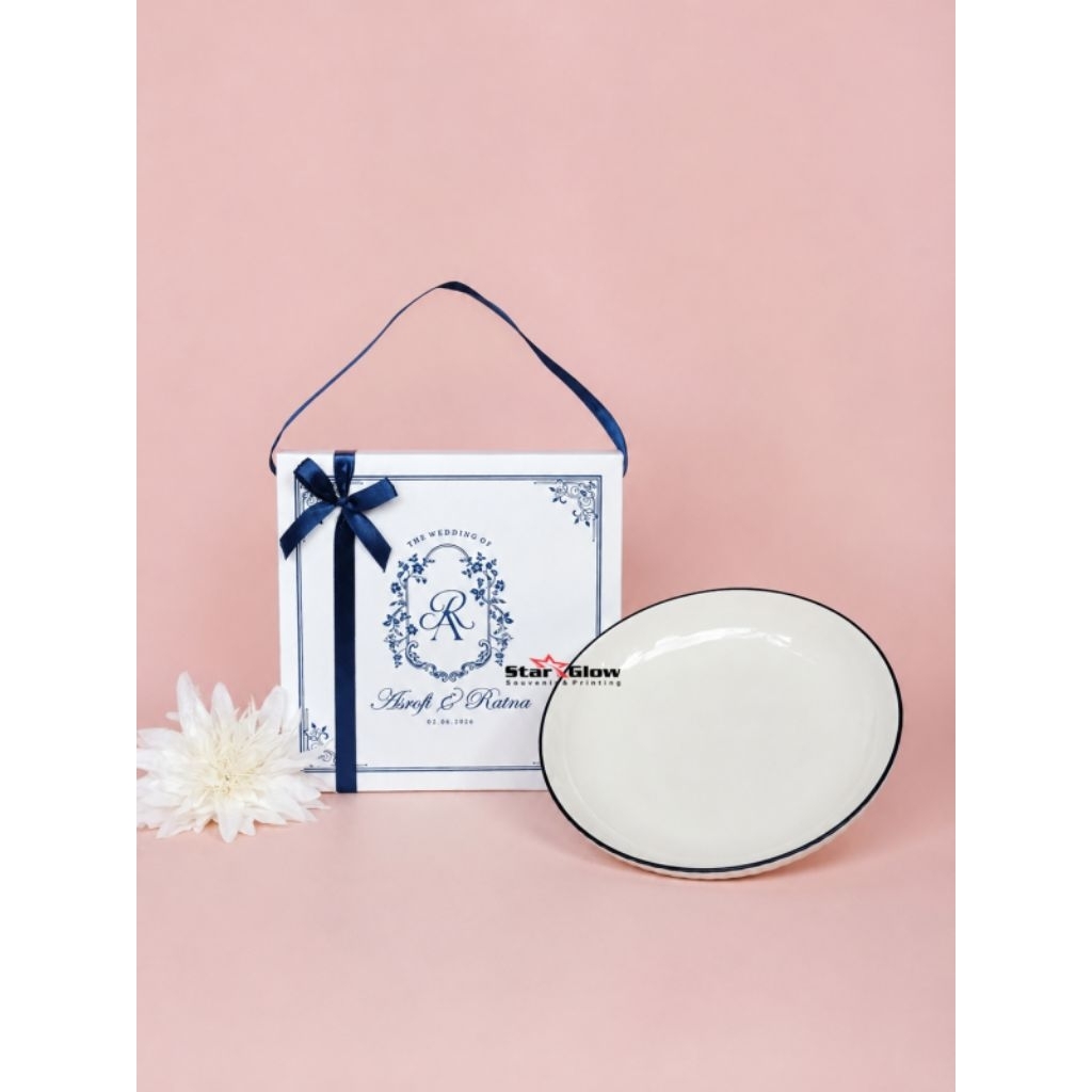 piring mutiara kemas box satu warna/souvenir murah/souvenir custom