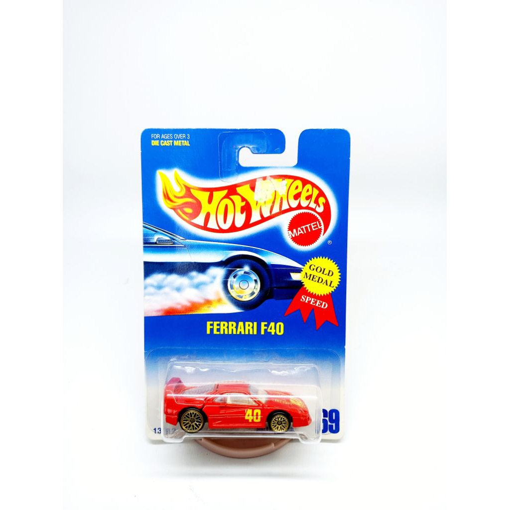 VINTAGE 1995 Hot Wheels FERRARI F40 #69 RED GOLD MEDAL SPEED Series Gold Lace