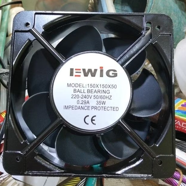 Mini Fan Ewig 150 x 150 x 50 ball bearing exhaust vidio impedance protected axial fan ewig