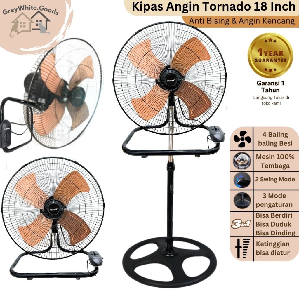 Kipas Angin Besi Tornado JUMBO 18 Inch 16 Inch 12 Inch 3in1 Besar Hemat Daya