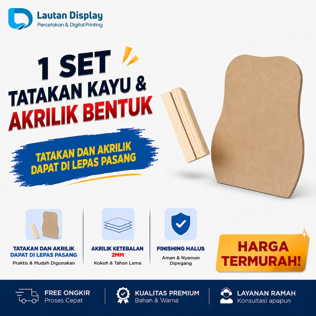 (1 Set)Stand Akrilik Kayu, Tatakan Akrilik Kayu Jati Belanda, Wooden Stand Acrylic A5, Tatakan Kayu 
