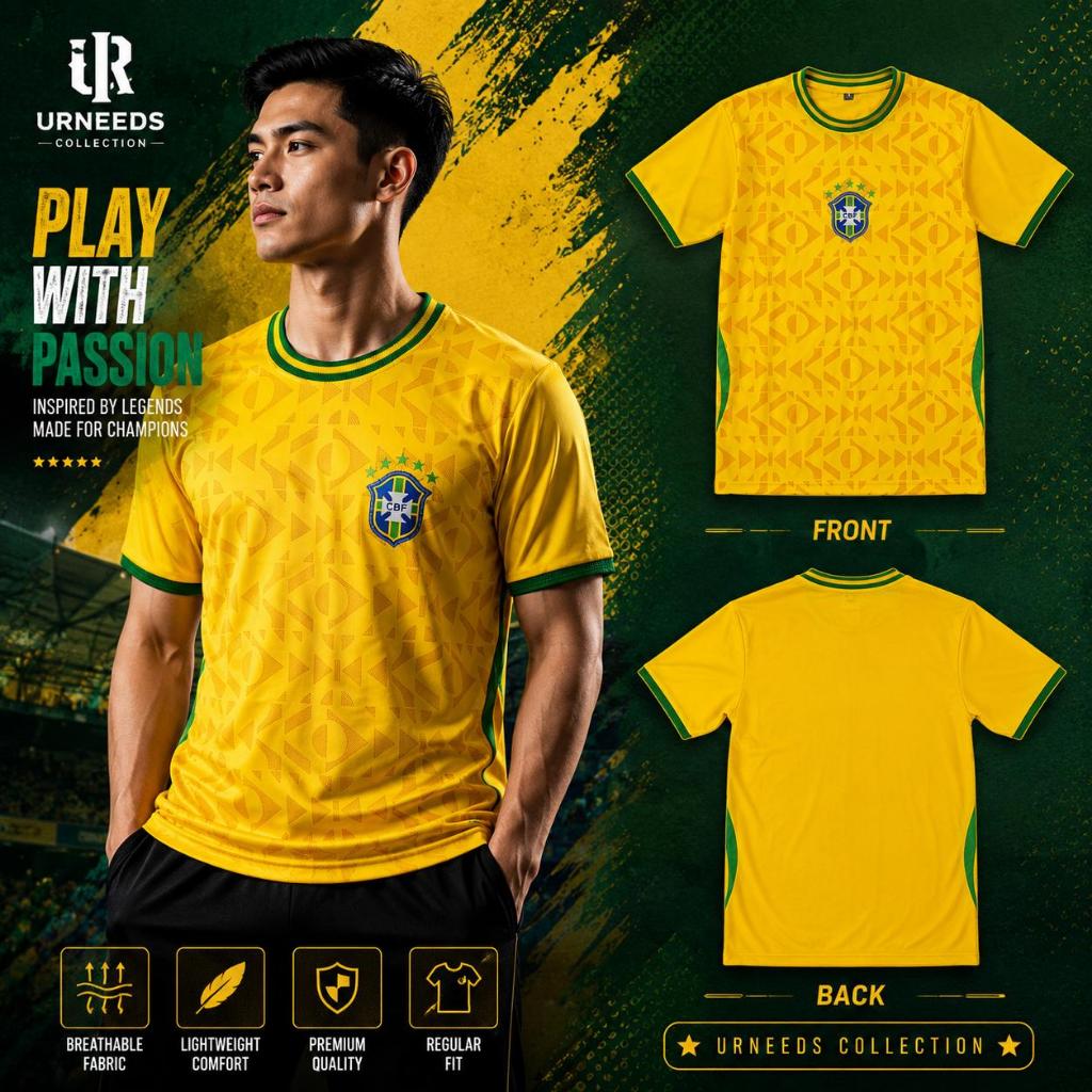 ATASAN BAJU BOLA DEWASA BRAZIL KUNING PIALA DUNIA TIMNAS NEGARA LIGA TERBARU BISA COD KAOS JERSEY