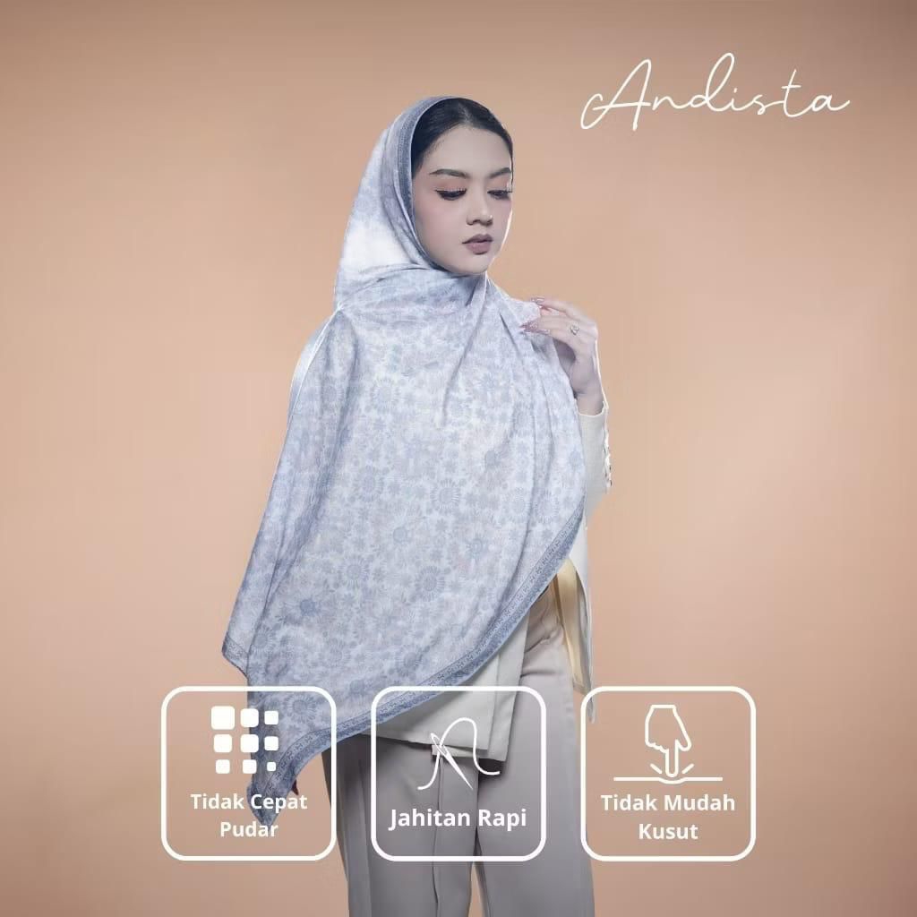Andista - Mauve Hijab Motif Pashmina Turki Premium Bahan Voal Anti Kusut