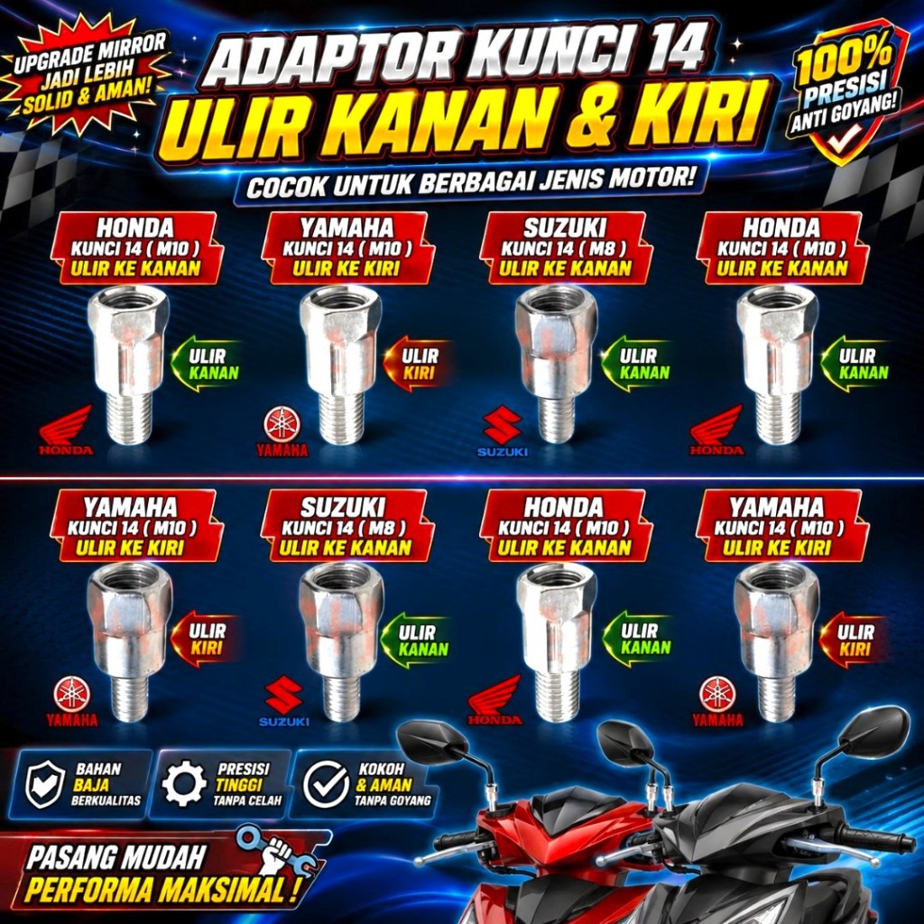 Sambungan spion/PENINGGI spion  bawah szk atas hnd 12/14 DAN HND KE HND 14/14 / YMH KE HND