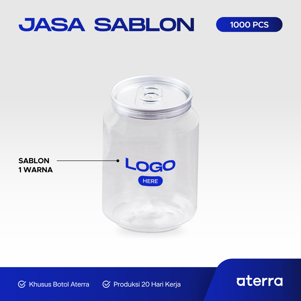 Aterra | Jasa Sablon Botol 1 Warna - Custom Logo Khusus Botol Aterra
