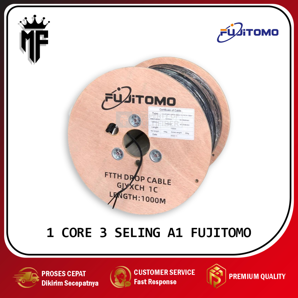 [TERMURAH] KABEL FIBER OPTIK 1 CORE 3 SELING FUJITOMO 1000M