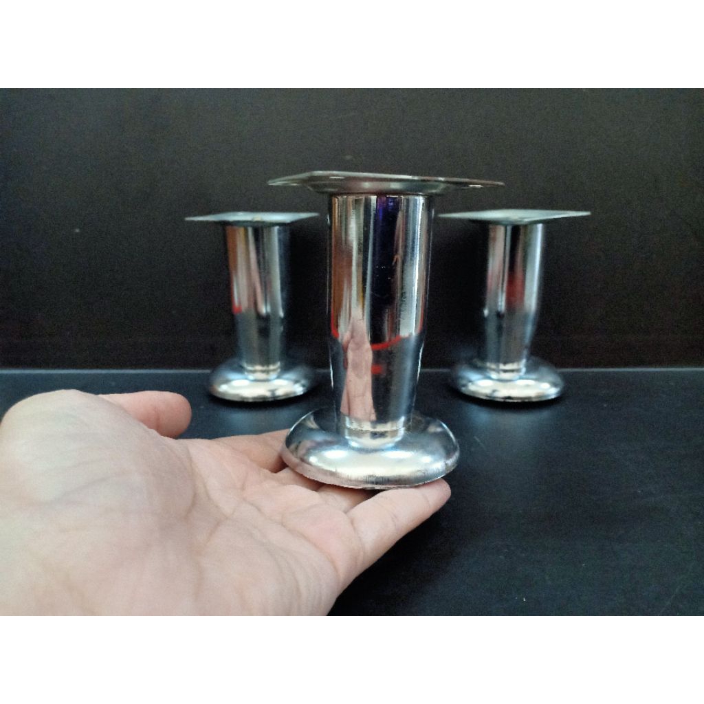 KAKI STAINLESS BULAT KECIL 8CM SOFA KURSI MEJA LEMARI TEMPAT TIDUR KASUR DIPAN KUAT KOKOH TAHAN LAMA