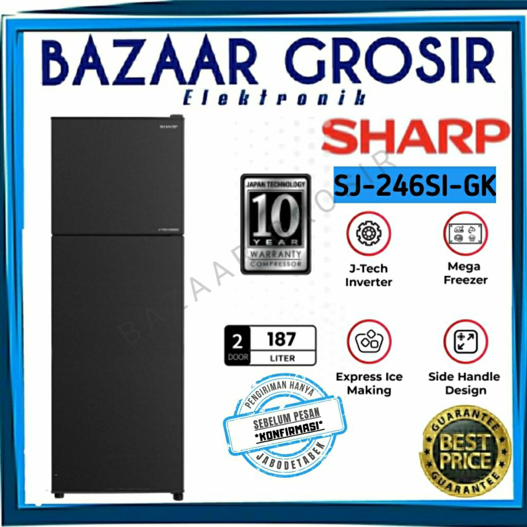 KULKAS SHARP 2 PINTU INVERTER SJ-246SI-GK / SJ246SIGK / SJ 246GSIK