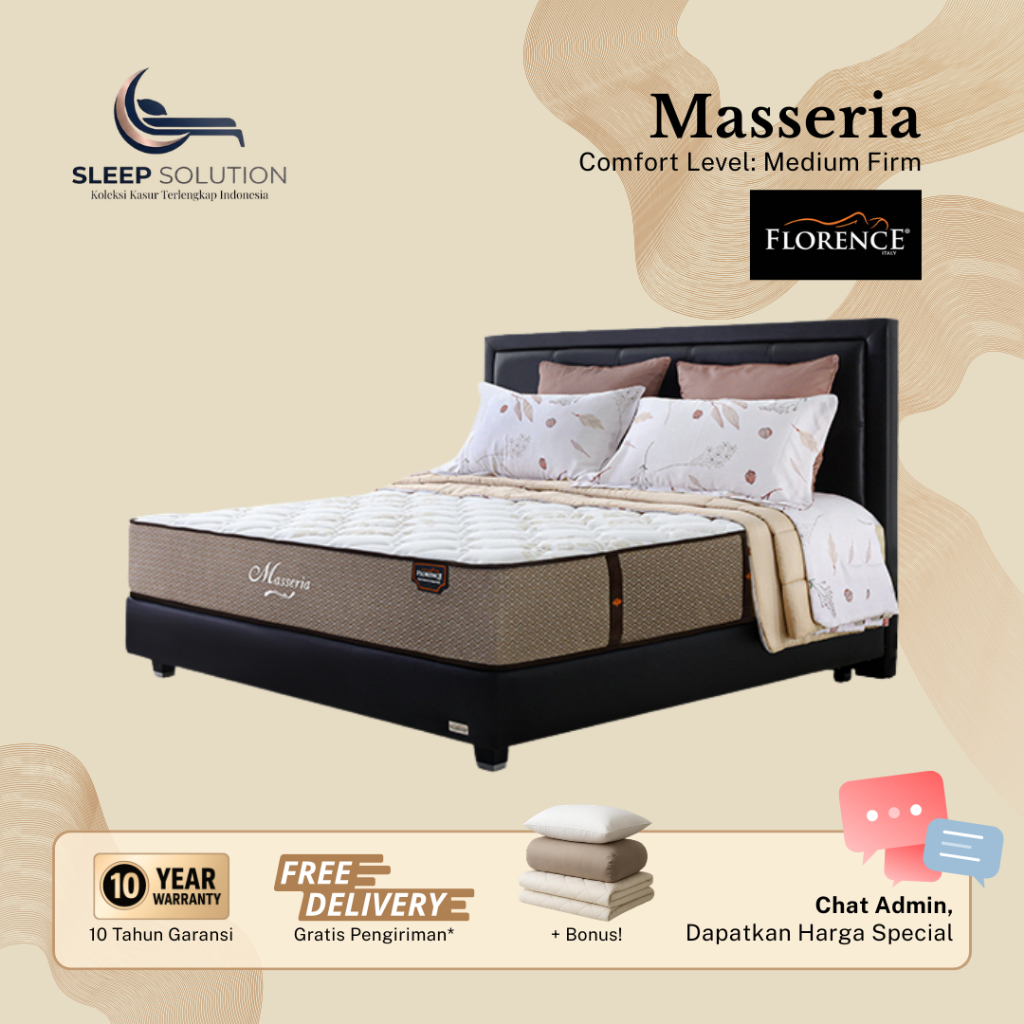 FLORENCE MASSERIA I Kasur Spring Bed | Matras Premium | 100x200, 120x200, 160x200, 180x200, 200x200