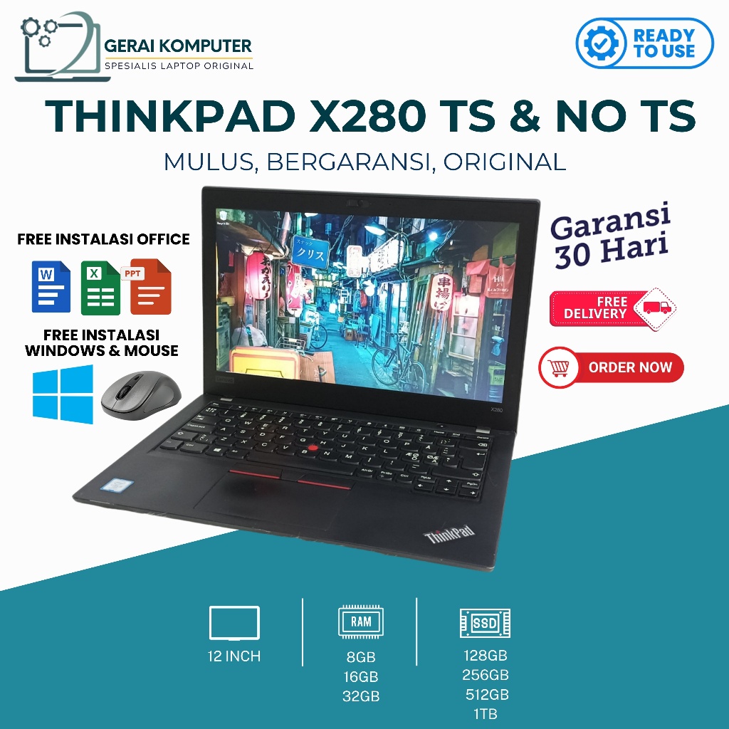 Obral Lenovo Thinkpad X280 Core i5 Gen8 RAM 16GB SSD 512GB Ultrabook