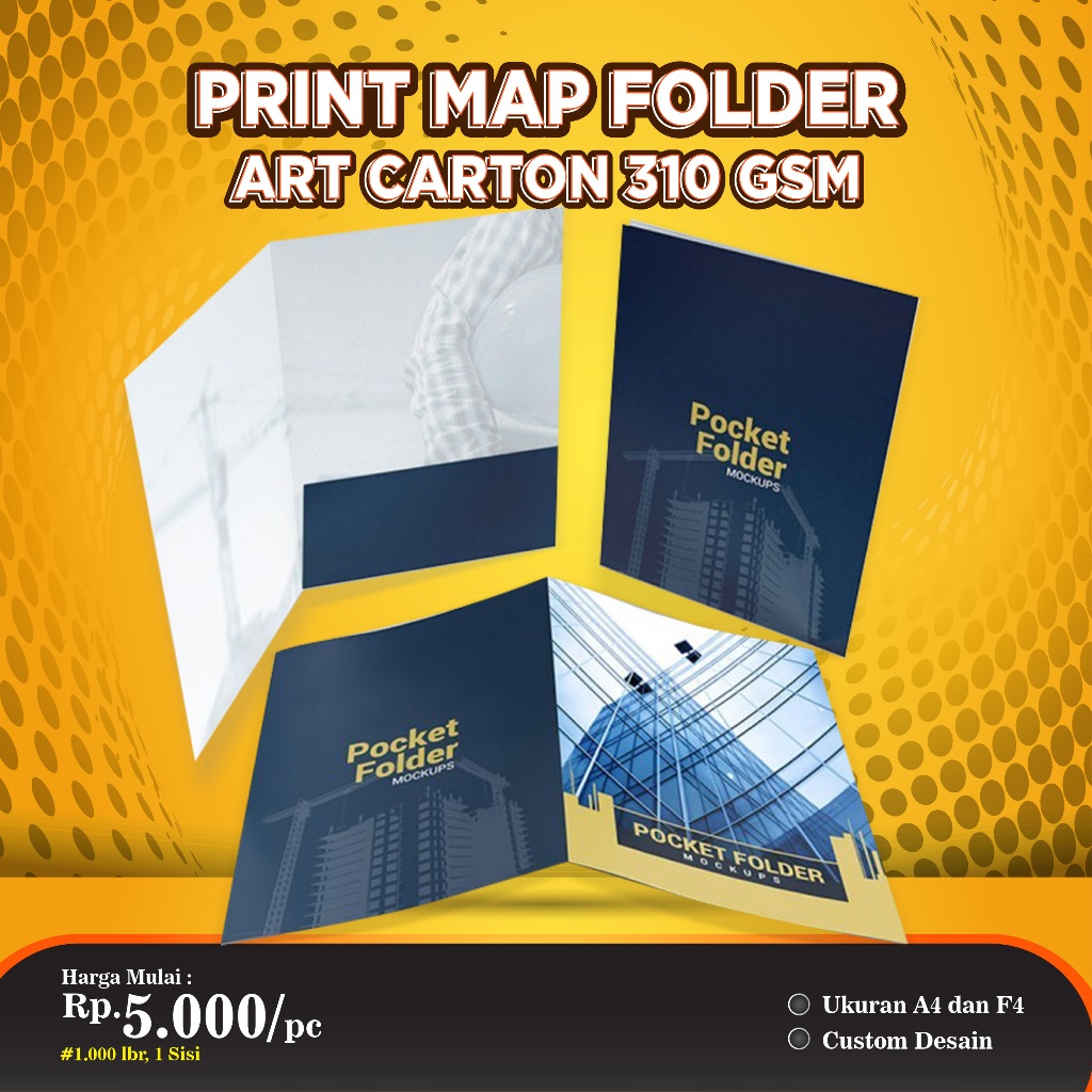 Cetak Map Folder, Map Kantor, Map Sekolah Custom Design Kertas Art Carton 310gr