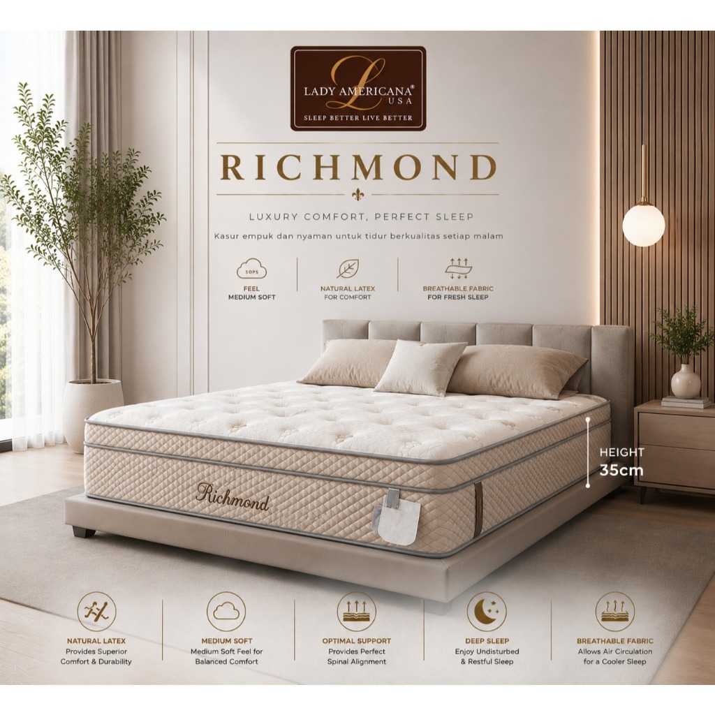 full set springbed kasur lady americana richmond
