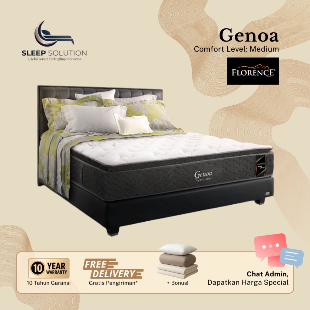 FLORENCE GENOA I Kasur Spring Bed | Matras Premium | 100x200, 120x200, 160x200, 180x200, 200x200