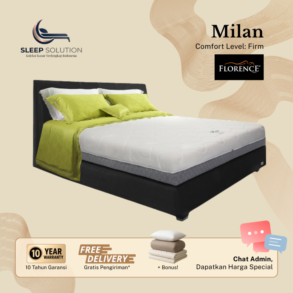 FLORENCE MILAN I Kasur Spring Bed | Matras Premium | 100x200, 120x200, 160x200, 180x200, 200x200