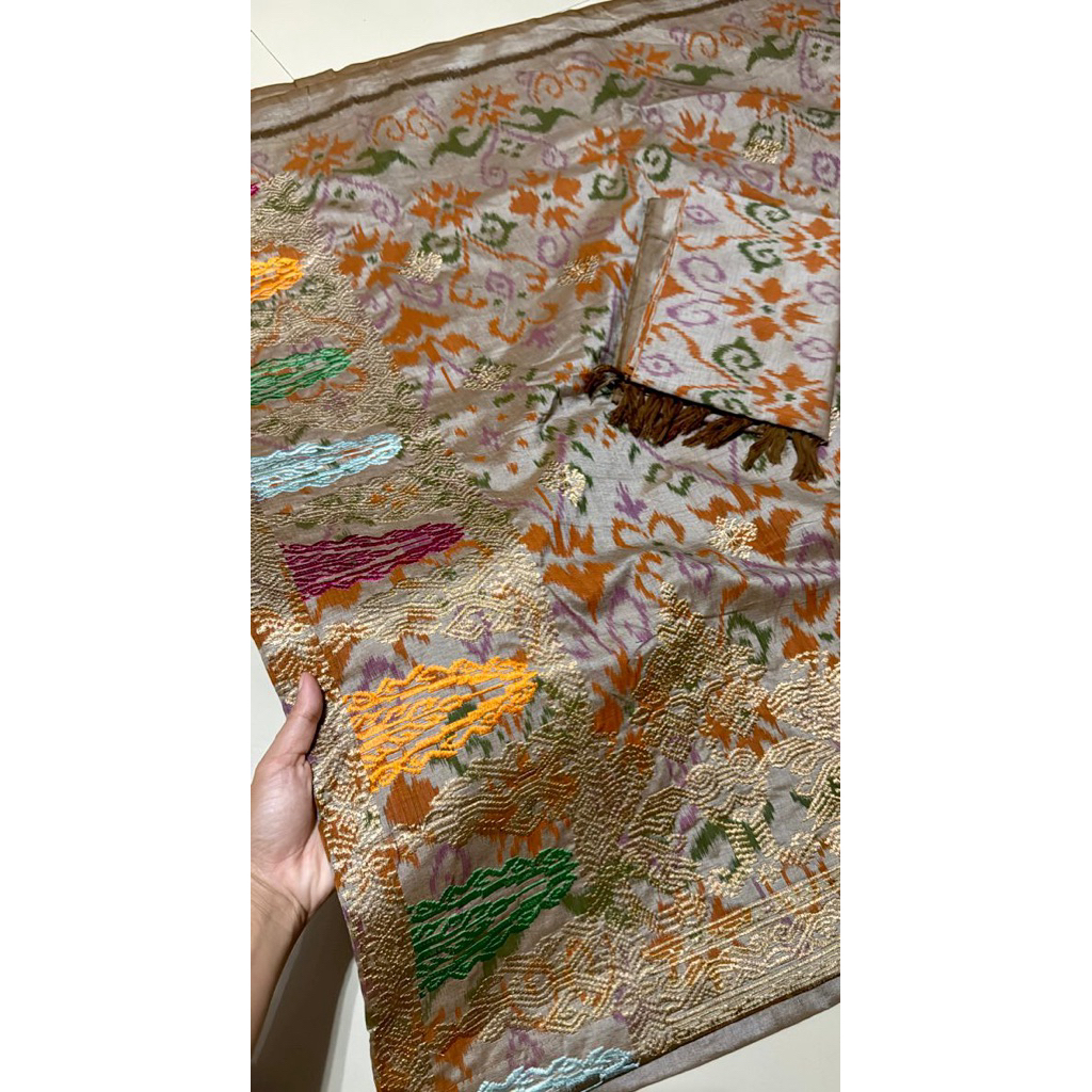 kamen endek set selendang tumpal songket bordir premium//kamen endek