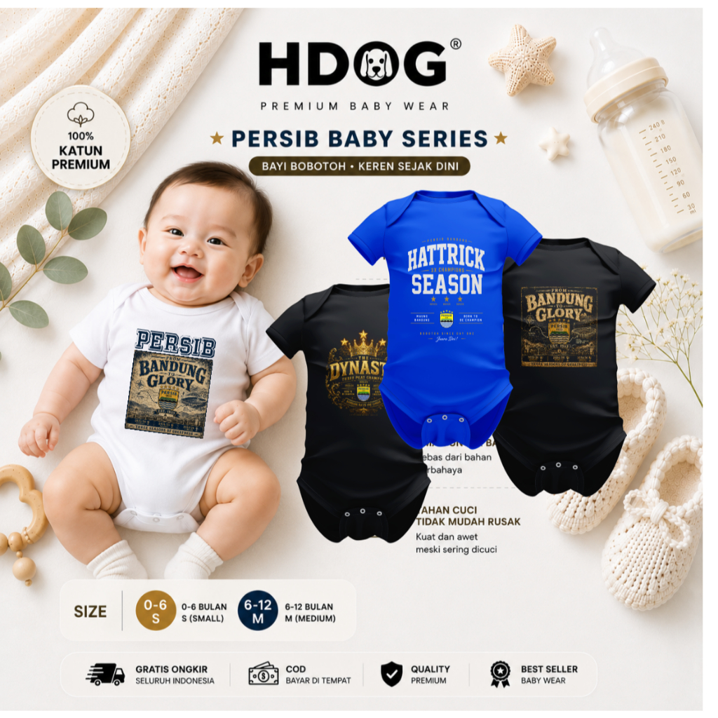 HDOG Jumper Bayi Persib Premium Baby Wear | Baju Jumper Bayi Bobotoh Persib Bandung Juara Hattrick
