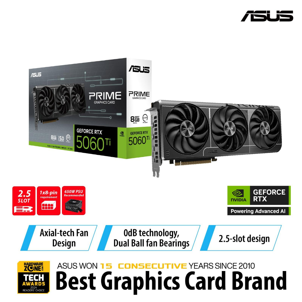 ASUS PRIME RTX 5060 Ti 8GB GDDR7 5060Ti RTX5060Ti 8G VGA NVIDIA GEFORCE