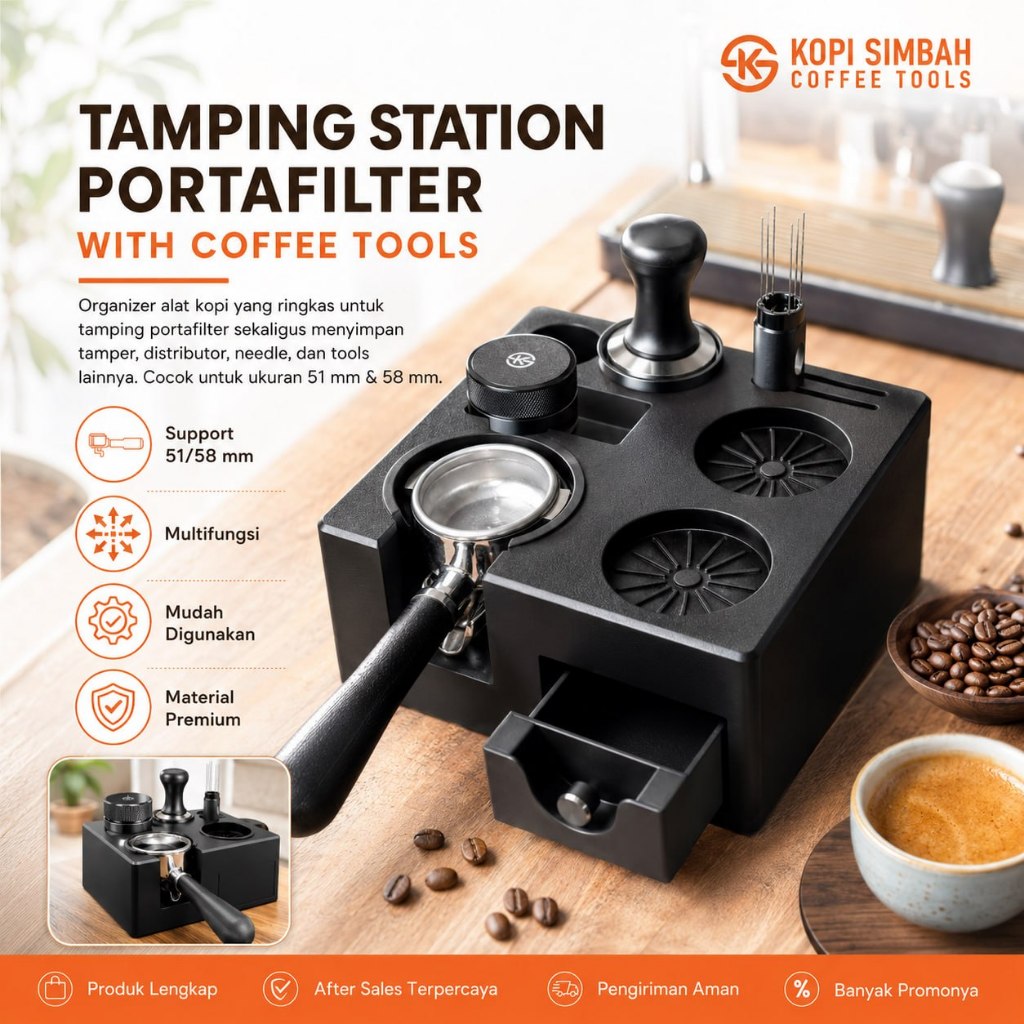 Tamping Station Portable Set With Portafilter Holder Stand Tempat Dudukan Portafilter Tamper