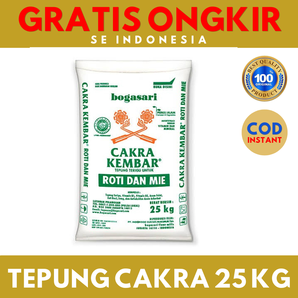 Tepung Terigu Bogasari Cakra Kembar 25KG Grosir (1 Karung)