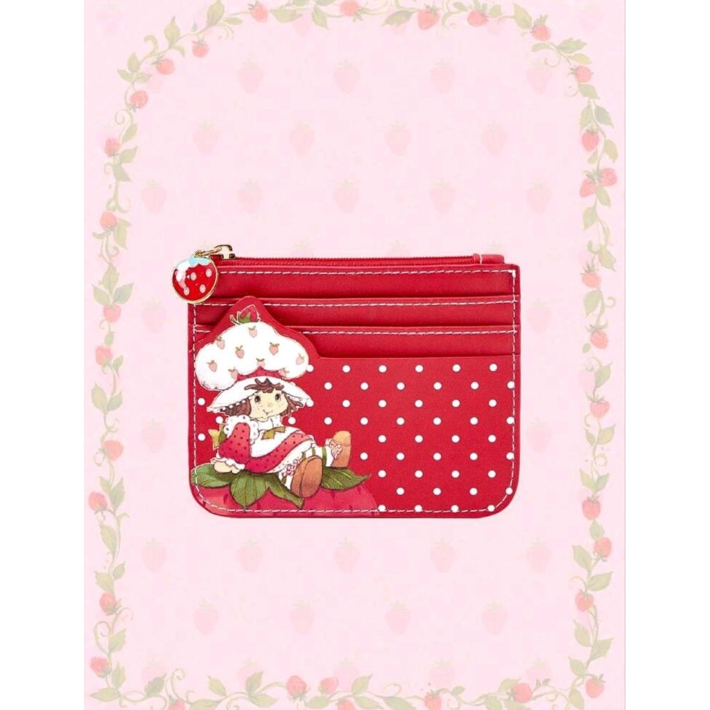 Strawberry Shortcake | ROMWE Strawberry Cartoon Pattern Bus Card Holder Zipper Coin Purse Keychain
