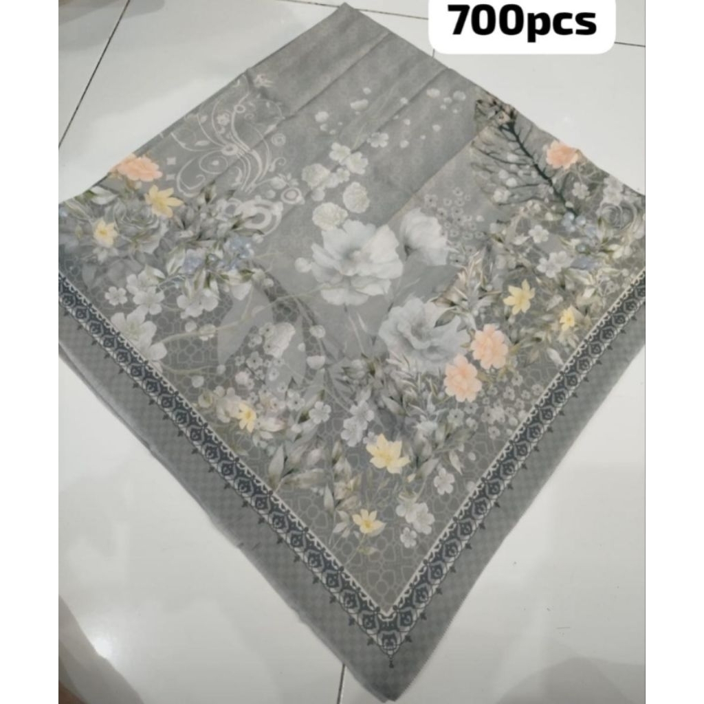 Khimar Hijab Floral Grey Elegan - Motif Bunga Premium