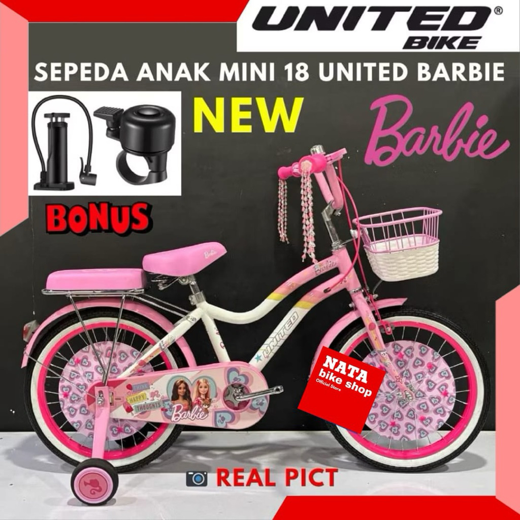 Sepeda Anak Perempuan 18 Mini Unitedbike Barbie