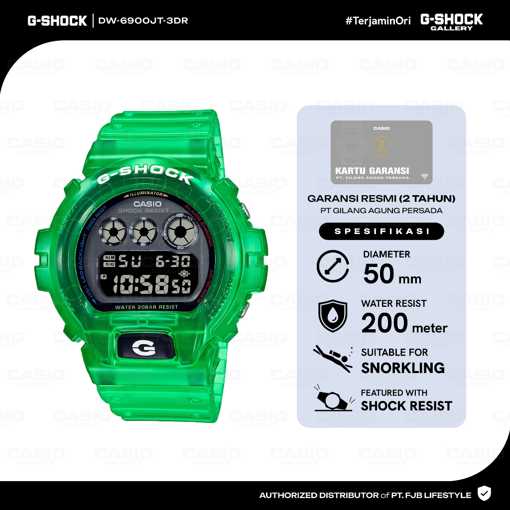 G-Shock Jam Tangan Pria DW-6900JT-3DR Original Digital Green