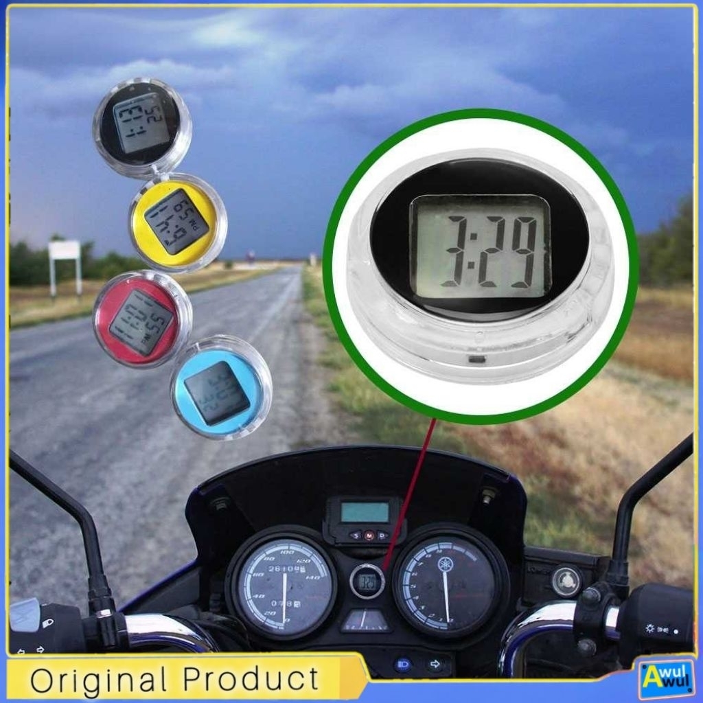 Jam Digital Mini Tempel Waterproof Aksessoris Motor, Sepeda, Mobil