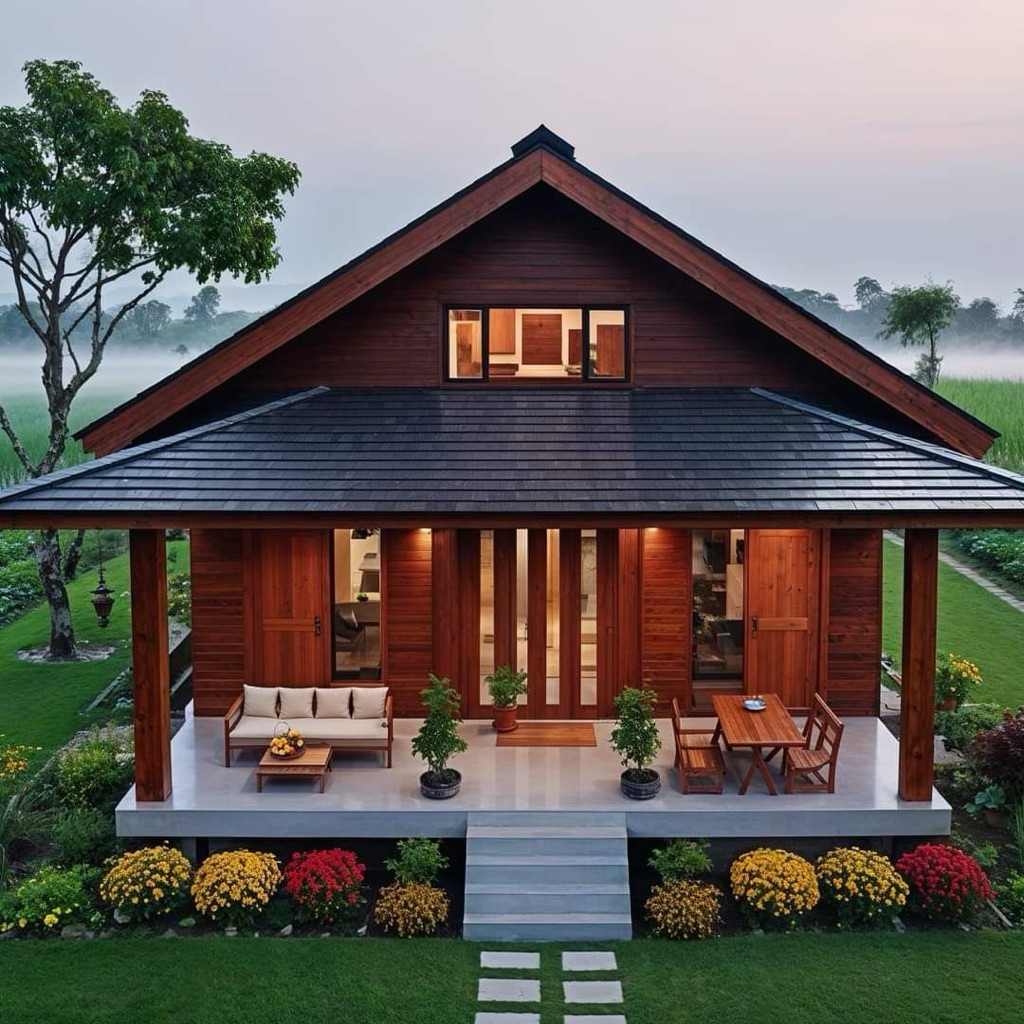 Rumah Kayu Modern Minimalis 2 Lantai Premium / Rumah Panggung Tropis