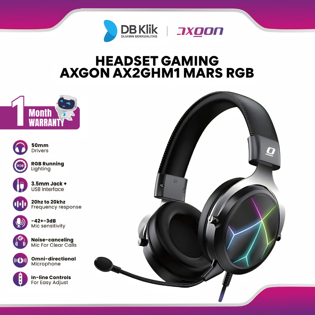 Headset Gaming Axgon AX2GHM1 Wired RGB