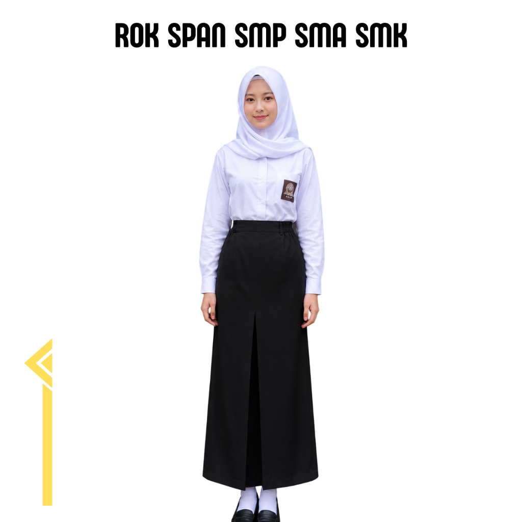 Rok Sekolah Span Wanita SMP SMA Pinggang Karet Premium